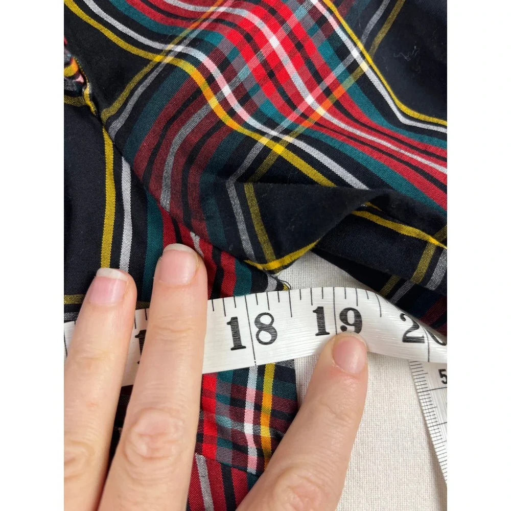 J.Crew Plaid Ruffle Collar Shirt Dress Black Red Stewart Tartan Belted 2